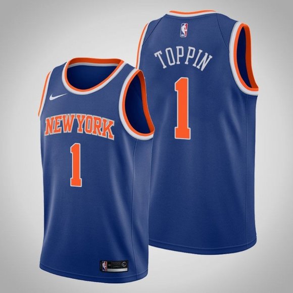 New Yok Knicks #1 Obi Toppin Blue Stitched Swingman Jersey